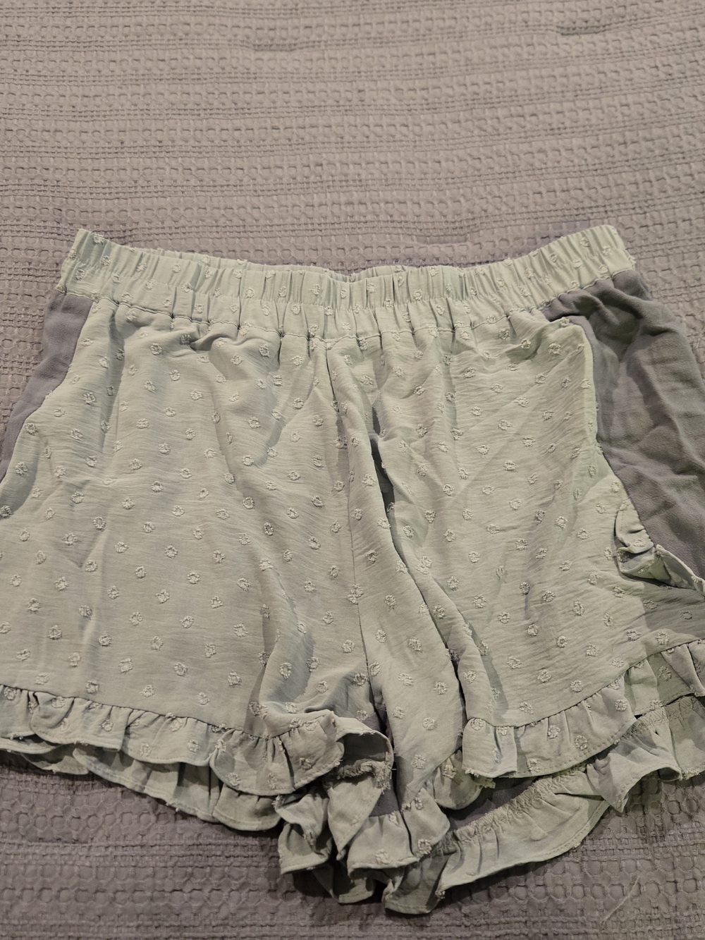 Umgee Light Green Ruffle-Hem High-Waist Women’s Shorts